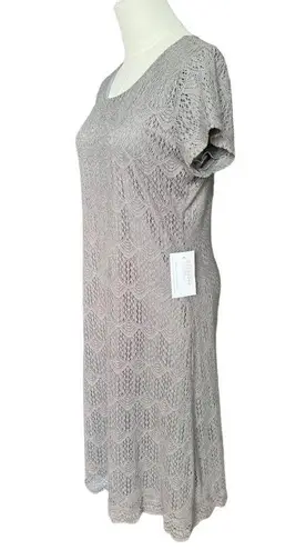 Downeast NWT Peaceful Embroidered Scalloped Dress frosty grey size large