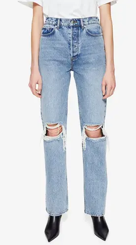 ANINE BING NWT Kat Jean in Destructed Light Blue