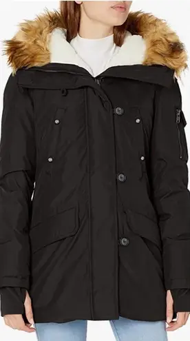S13 Alps Parka Faux Fur Trim Down Hooded Puffer Coat Black Size Medium