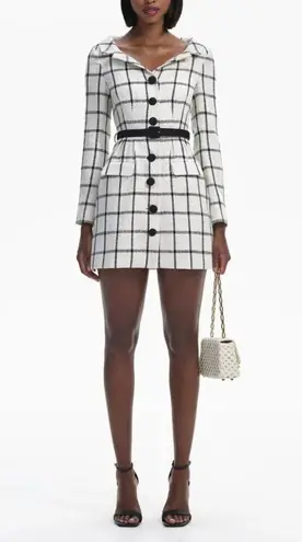 Self Portrait Self-portrait Check Tailored Mini Dress in cream 2 New Womens Jacket Blazer