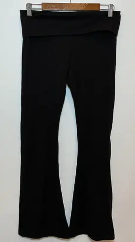 Y2 k Victoria's Secret PINK Foldover Yoga Pants Black Flare Leg Stretch Comfort Size M
