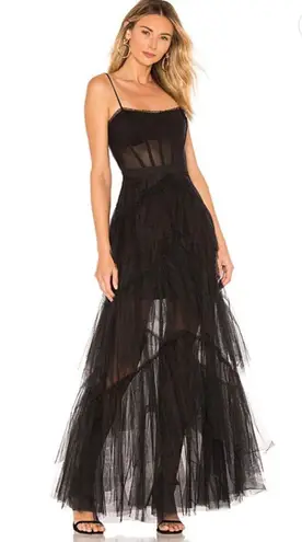 BCBGMAXAZRIA black Tulle Corset Gown