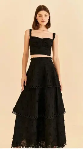 Farm Rio 3D Flower Corset Cropped embroidered crepe bustier Top Size S