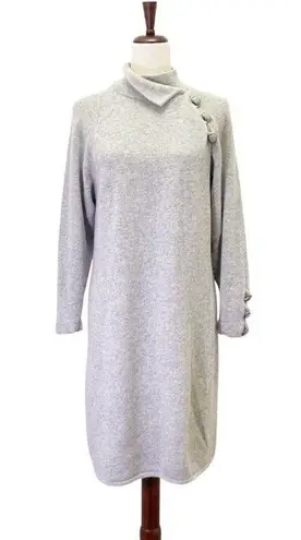 St. John Vintage Wool Sweater Dress Long Sleeve Midi Light Heather Gray Size 12