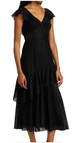 Monique Lhuillier ML velvet ruffle dress 8