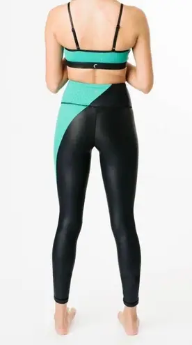 Zyia Active Womens Legging Light N Tight Hi Rise Jade River Stone Metallic Sz 20