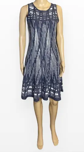 Nic+Zoe Dress Size 2pDashed Diamonds Fit & Flare Sleeveless Gray Modal