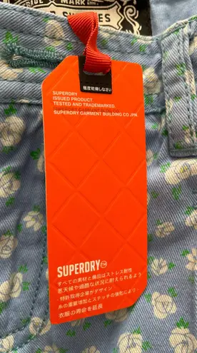 Superdry NWT Bluebell Light Blue Ditsy Floral Embroidered Shorts with Pockets, size S