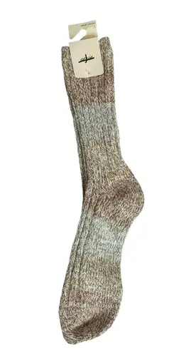 Aerie Warm Soft Crew Striped Socks Beige Grey NEW NWT