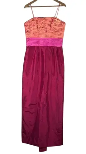 NWT Marisa Baratelli Evening Gown Womens 10 Pink Ruched Formal Event Black Tie