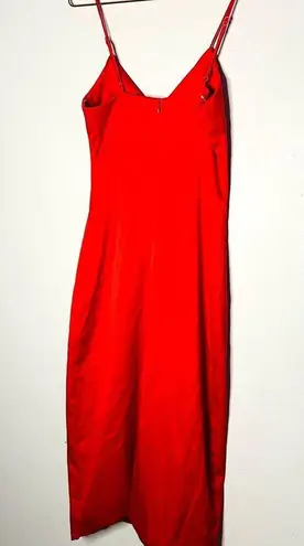 Elliatt Women's Red Satin V-Neckline Sleeveless Satin Midi Dress Size XS