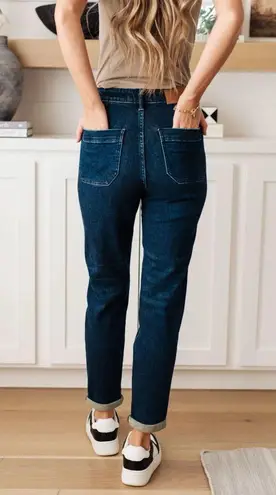 Judy Blue NWT Hi Rise Dark Wash Denim Cuffed Joggers 88740 Non Distressed 13/31