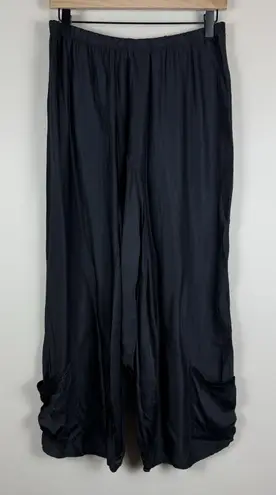 Stark X Baggy Silky Pants Womens M Black Drop Crotch Pocket Lagenlook Slouchy Size M - Image 1