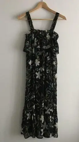 Bobeau Tropical Print Chiffon Midi Dress