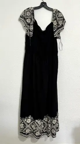 Lane Bryant NWT  Off the Shoulder Floral Embroidered Black Maxi Dress Size 22