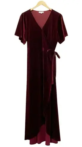 Lottie Velvet Maxi Dress Women's Size XXL Stretch Midi Maxi Burgundy Cranberry Red