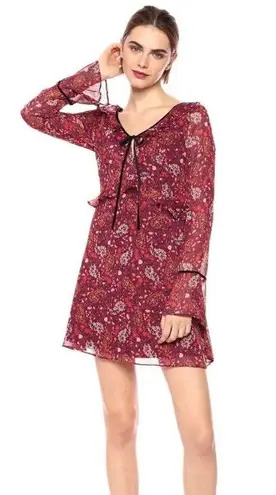 Cupcake and Cashmere Floral Print Chiffon Mini Dress Red Size 0