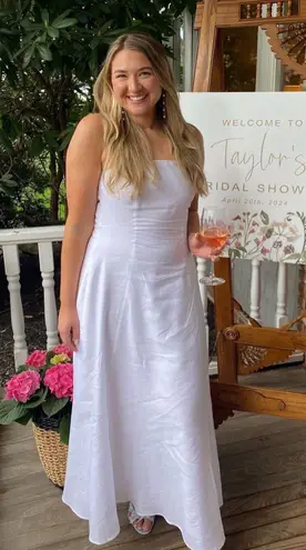 Favorite Daughter White Strapless Linen Dress