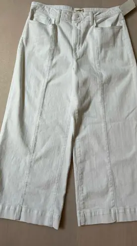 L'Agence  Sandy High Rise Wide Leg Jeans Cotton Blend White Womens Size 31