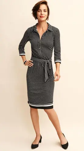 Talbots  polka dot long sleeves jersey shirt dress career office work classic