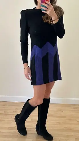 St. John Vintage by Marie Gray Black/Purple Knit Long Sleeve Dress