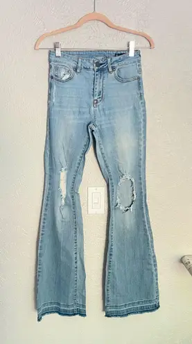 House of Harlow high rise flare light wash distressed jeans 26