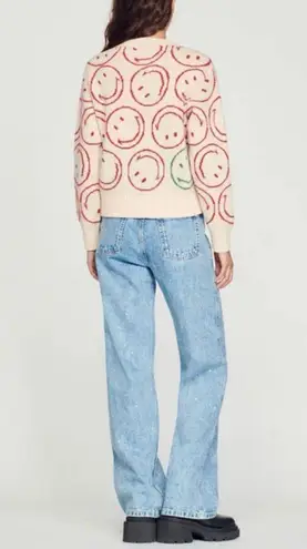 SANDRO X Smiley wool and cashmere blend Crewneck sweater NEW Red Size XS