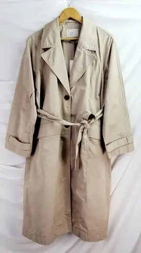 A New Day NWT  Women's Long Sleeve Belted Trench Coat Pockets Tan/Beige sz M