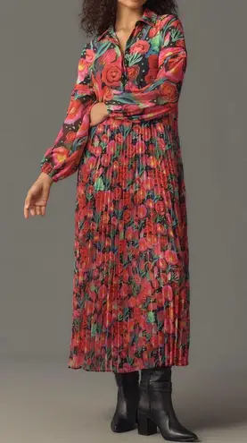 Farm Rio Garden Party Pleated Drop-Waist Maxi Dress, Size XS