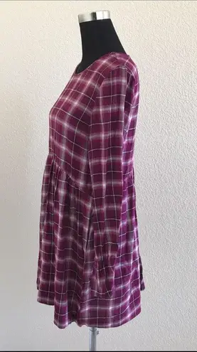 BCBGeneration  Cranberry Plaid Baby Doll Dress