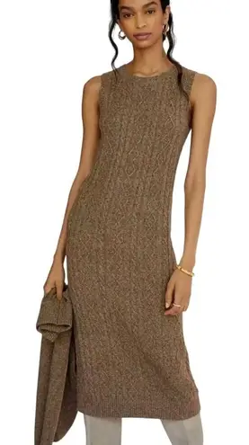 Current Air Anthropologie Dress Women XL Brown Cable Knit Midi Sweater Dress