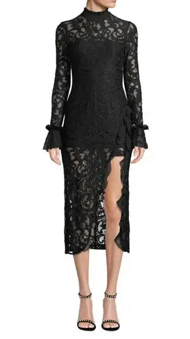 Alexis  Fala Lace Long-Sleeve Front-Slit Cocktail Dress