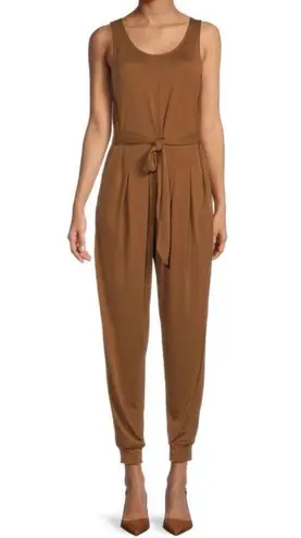 Area Stars New Sleeveless Belted Waist Jogger Jumpsuit Cisco Dark Tan Size XL