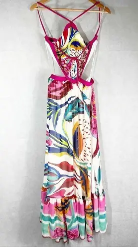 PatBo Flora Halterneck Summer Beach Midi Dress Size Medium White