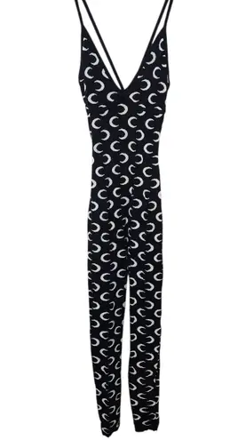 IMmodel Black and White Moon Print Jumpsuit NWT Sz Medium Knit Bodycon Jumpsuit