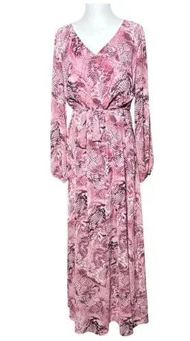 INC NEW INTERNATIONAL Maxi Cute Dress Size 6 Pink Animal print Long Sleeve