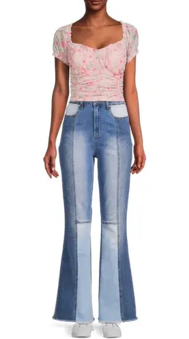Madden NYC High Rise Patchwork Flare Jeans
