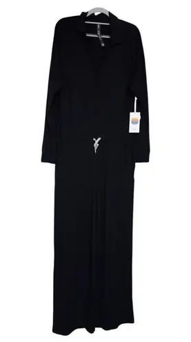 Vuori Women's Lux Intentions Jumpsuit Large L/S Straight Wide Leg Black New