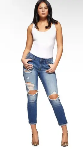 Sofia Vergara Womens Distressed Cropped Bagi Boyfriend Jeans Size 0 New