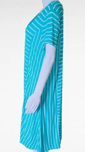 Ny&co NY& Turquiose White Stripe Vneck Swing Dress Size Large