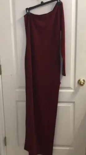 Popular Basics COPY - Dark Red One-Shoulder Dress