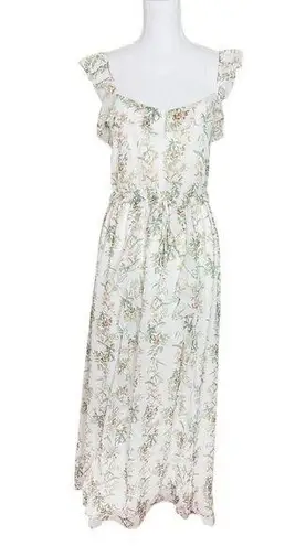 Gal Meets Glam Isabella Floral Dress Women’s Size 2 White Ecru Ruffle Cross Back