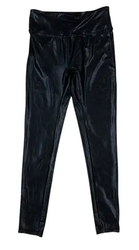 TSFUL Black Faux Leather Leggings High Waisted Shiny Stretch Medium - Image 1