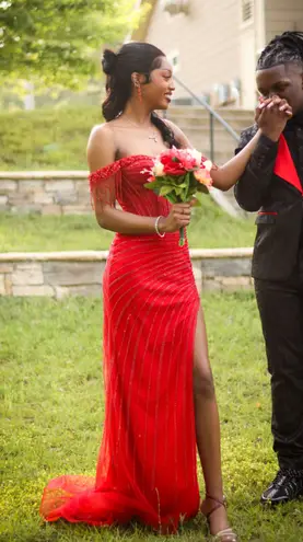 La Divine Red Sparkly Prom Dress