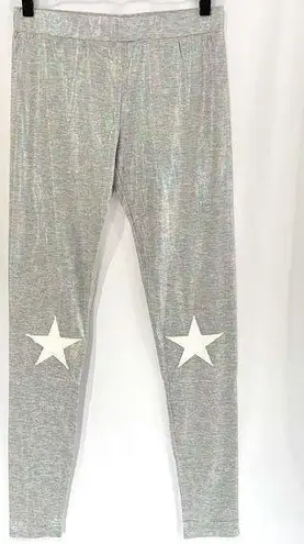 English Rose New Metallic Star Patch Legging Iridescent Heather Grey