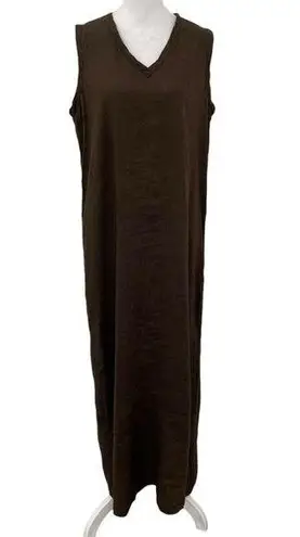 Spiegel Linen Blend Tank Sleeveless Maxi Dress Lagenlook Brown size Medium