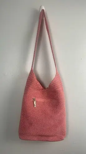 The Sak y2k Pink crochet bag shoulder bag fisherman boho beach knit