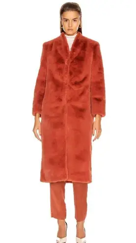 Michelle Mason NWT  Womens Size 0 Faux Fur Coat Red Orange Dune Heavyweight Warm‎