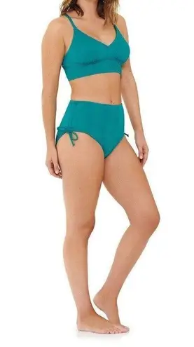 Freshwater Bikini Banded Long Top Sz XL Adjustable Strap Teal Snakeskin Texture