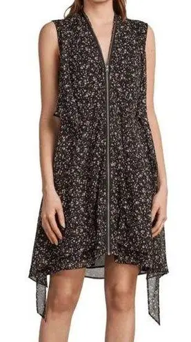 ALLSAINTS Jayda Pepper Floral Zip Front Tie Back Mini Dress Size Medium